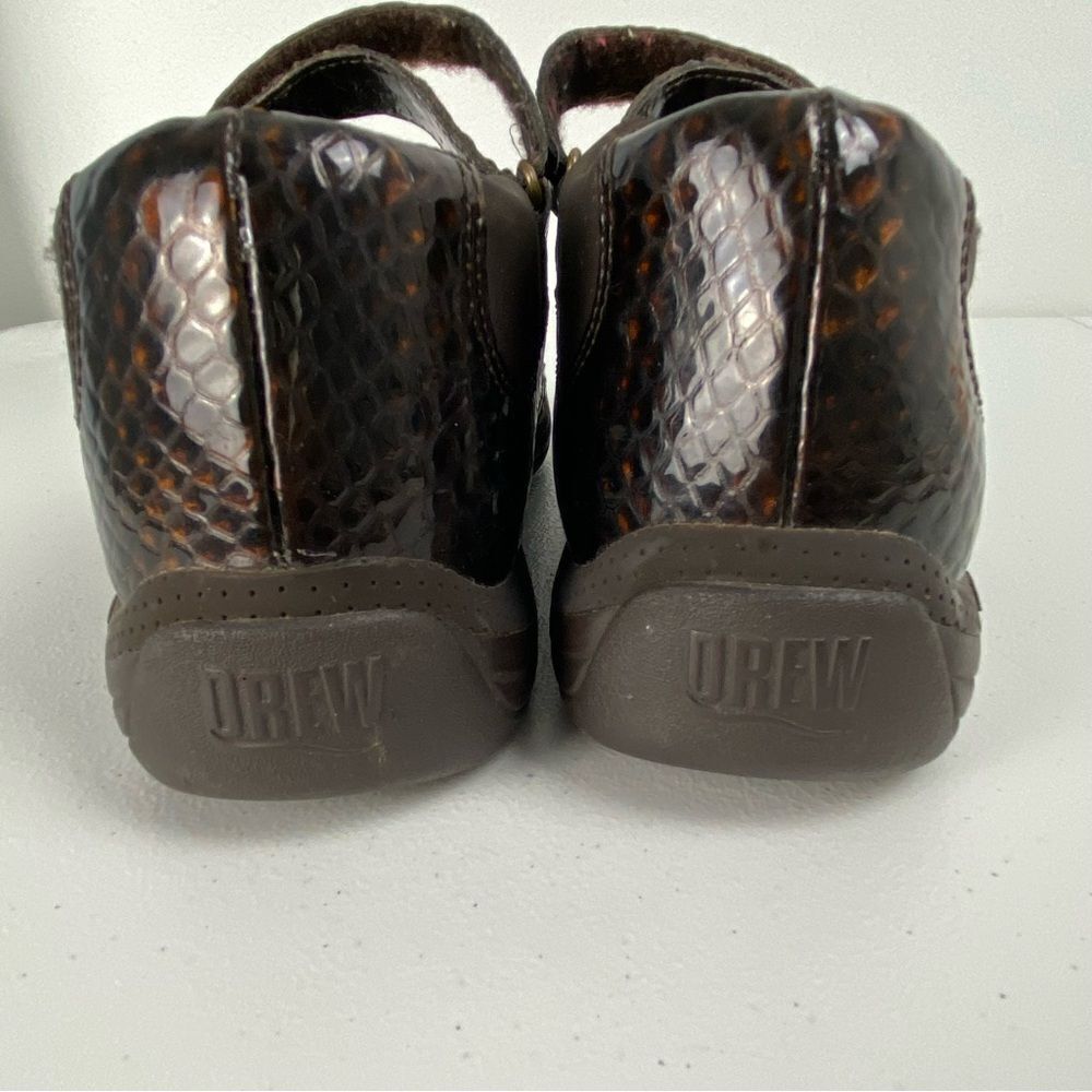 Drew Rose Womens Brown Snake‎ Print Leather Mary Jane Loafer Shoes Academia Sz 8 - Picture 3 of 12